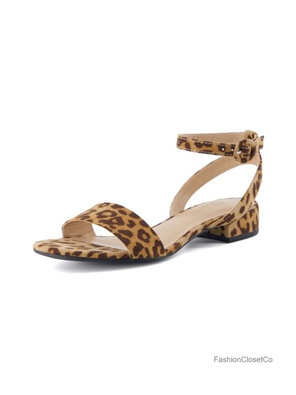 Women's Low Block Heel Sandals Open Toe Ankle Strap
